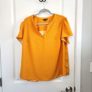 5/$30 Hilary Radley Mustard Polka Dot Blouse